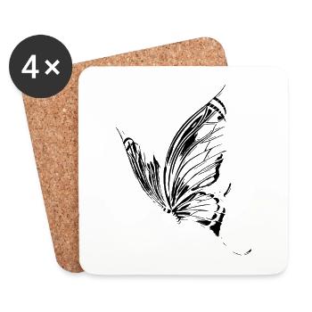 butterfly - Coasters (set of 4) - white - Front