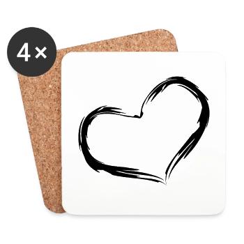 Heart design brush black - Coasters (set of 4) - white - Front