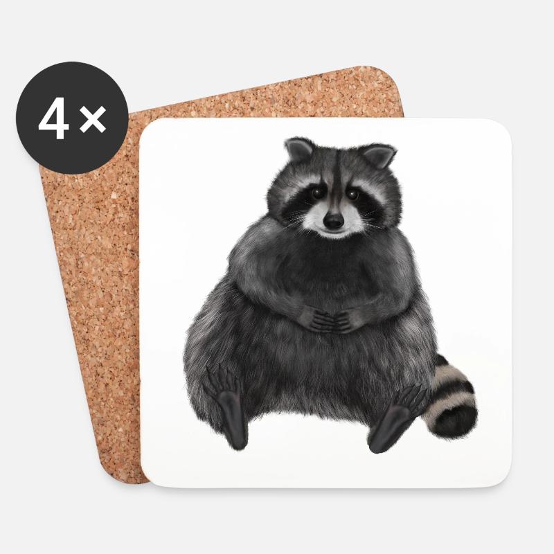 Sitzender entspannter Waschbär - Untersetzer (4er-Set) - Weiß