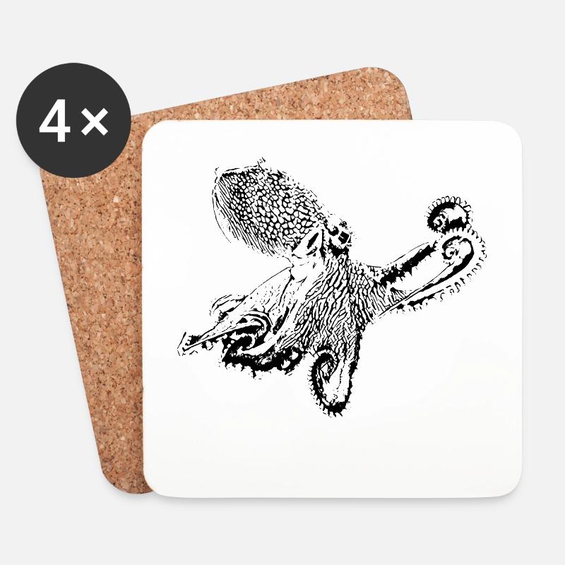 octopus - Coasters (set of 4) - white