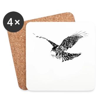 faucon - Dessous de verre (lot de 4) - blanc - Devant