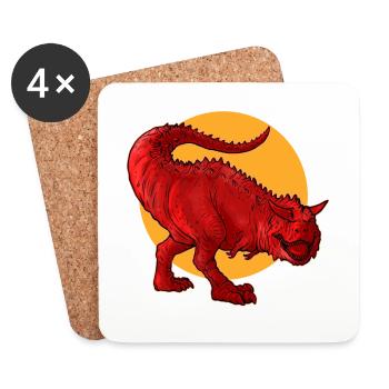 Dino shirt. Dinosaur carnotaurus. - Coasters (set of 4) - white - Front