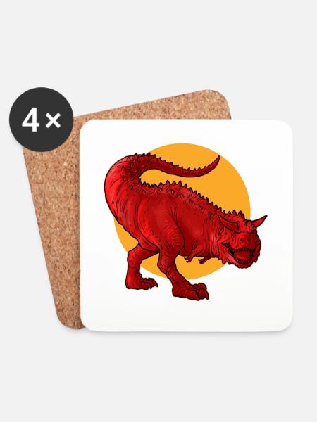 Dino Shirt. Dinosaurier Carnotaurus. - Untersetzer (4er-Set) - Weiß