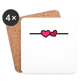 Line Heart Ornament - Coasters (set of 4) - white - Front