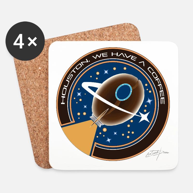 D19 Houston, wir trinken einen Kaffee - Untersetzer (4er-Set) - Weiß