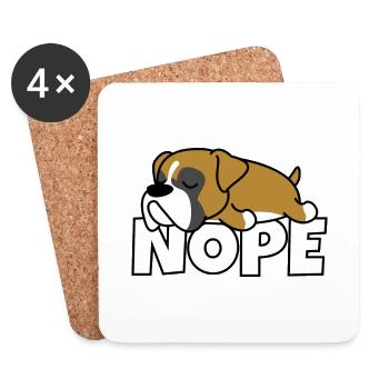 Nope Boxer Hund - Untersetzer (4er-Set) - Weiß - Vorne