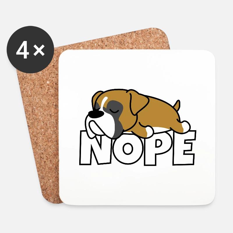 Nope Boxer Hund - Untersetzer (4er-Set) - Weiß