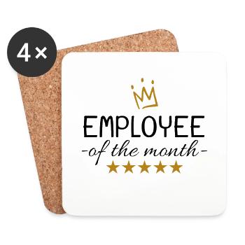 Employé du mois cadeau - Dessous de verre (lot de 4) - blanc - Devant