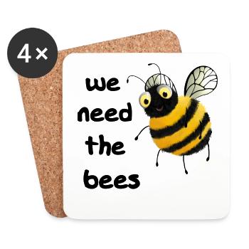 Bees - We need the bees - Coasters (set of 4) - white - Front