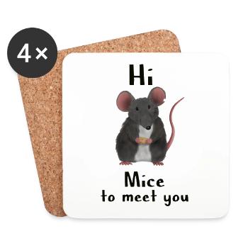 Sweet mouse / rat - nice to meet you - Coasters (set of 4) - white - Front