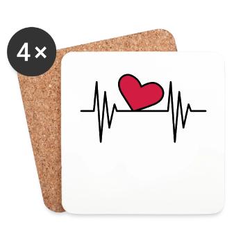 Herz Symbol Herzschlag Linie Ornament Liebe - Untersetzer (4er-Set) - Weiß - Vorne