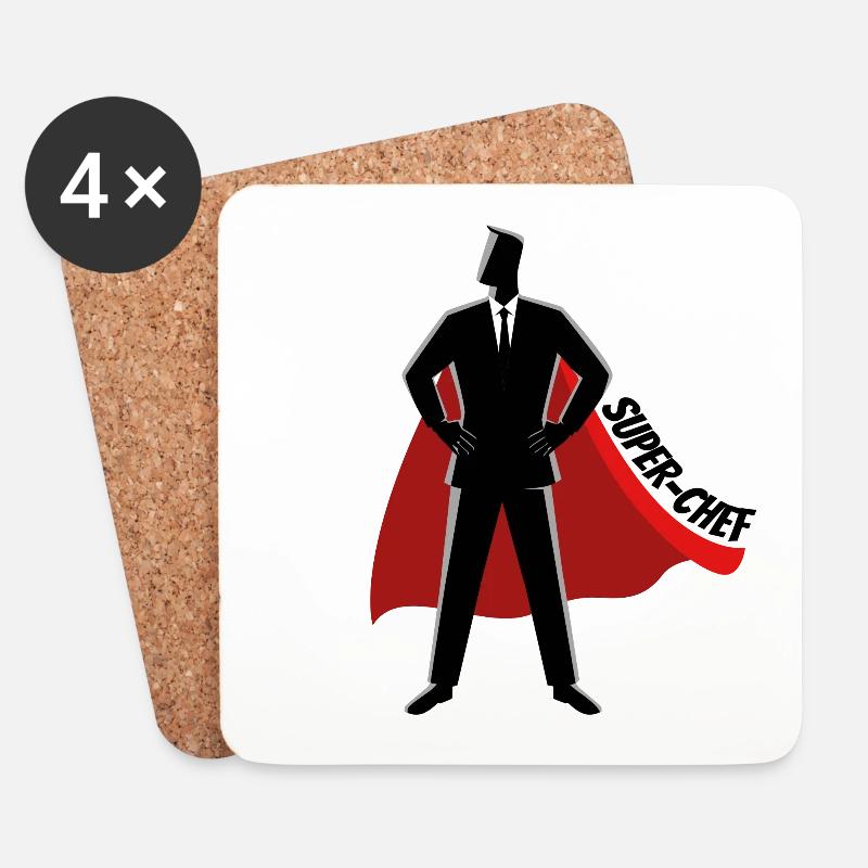 Chef Superheld Geschäftsführerr CEO - Untersetzer (4er-Set) - Weiß