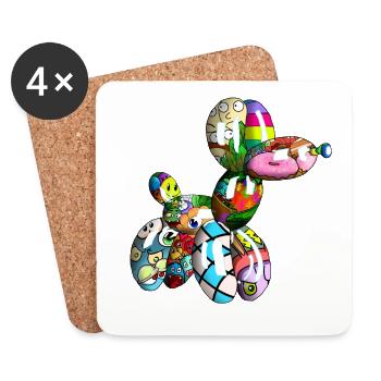 Ballon, animal ballon, chien, amour, fête - Dessous de verre (lot de 4) - blanc - Devant