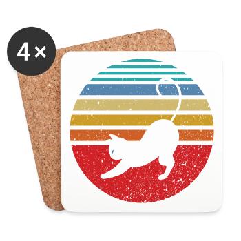 Retro cat pose - Coasters (set of 4) - white - Front