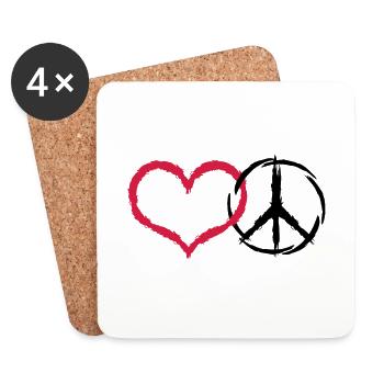 Cadeau de signe de paix coeur et paix symbole - Dessous de verre (lot de 4) - blanc - Devant