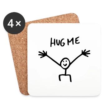 Hug me hug cadeau bonhomme allumette - Dessous de verre (lot de 4) - blanc - Devant