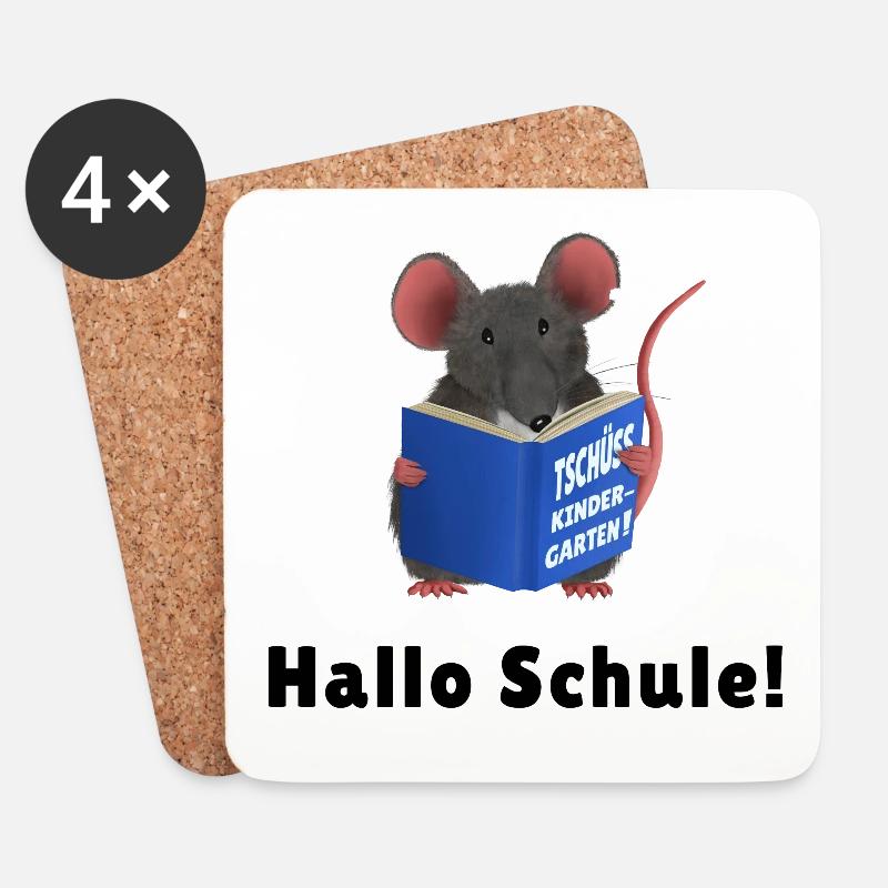 Tschüss Kindergarten - Hallo Schule - Untersetzer (4er-Set) - Weiß