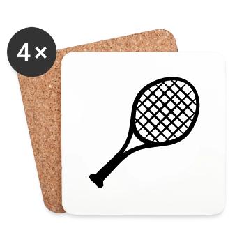 Cadeau de raquette de tennis - Dessous de verre (lot de 4) - blanc - Devant