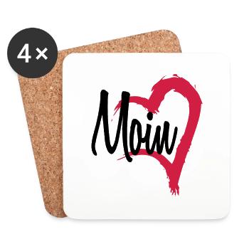 Coeur de moin - Dessous de verre (lot de 4) - blanc - Devant