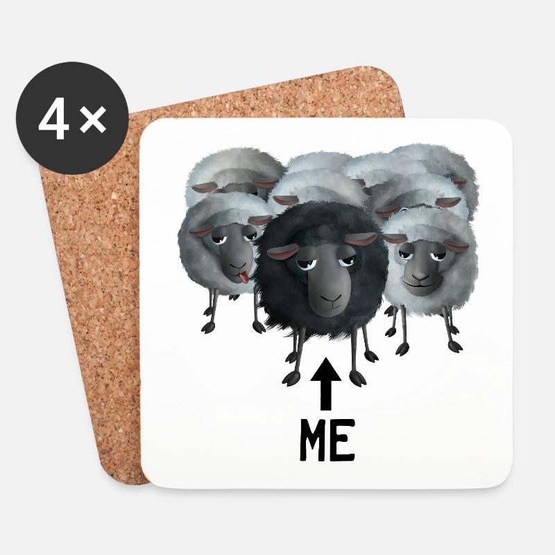 Süßes Schaf - Ich das schwarze Schaf - Untersetzer (4er-Set) - Weiß
