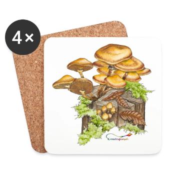 Stockschwämmchen - Untersetzer (4er-Set) - Weiß - Vorne