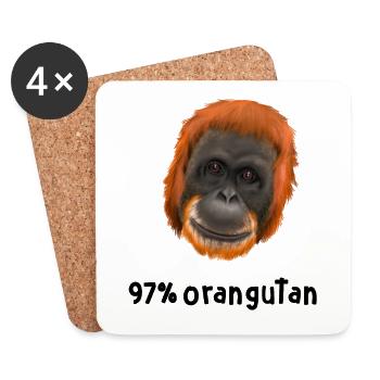 Monkey Ape Orangutan - 97 percent orangutan - Coasters (set of 4) - white - Front