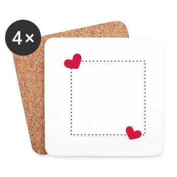 Heart frame ornament line decoration - Coasters (set of 4) - white - Front