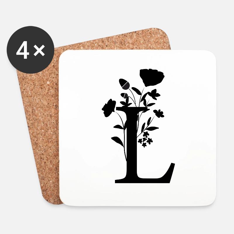 L als Buchstabe des Vornamens - Untersetzer (4er-Set) - Weiß