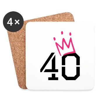 40 couronne - 40e anniversaire - Dessous de verre (lot de 4) - blanc - Devant