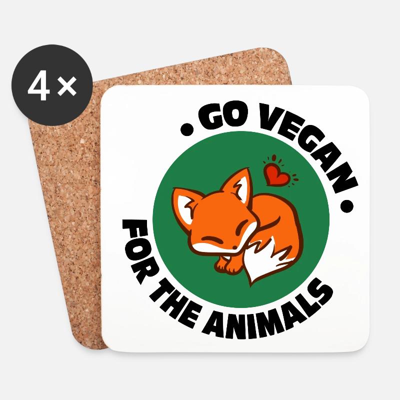Go Vegan / For the animals / Fuchs - Untersetzer (4er-Set) - Weiß