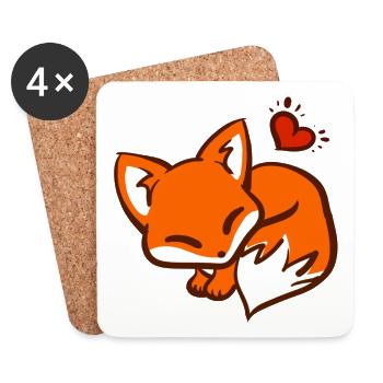 Cute Fox / Cute Fox - Coasters (set of 4) - white - Front