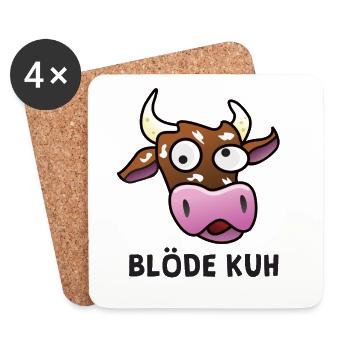 Lustiges blöde Kuh, Spruch, Witze, Geschenk - Untersetzer (4er-Set) - Weiß - Vorne