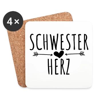 Schwesterherz Geschenk Schwestern - Untersetzer (4er-Set) - Weiß - Vorne