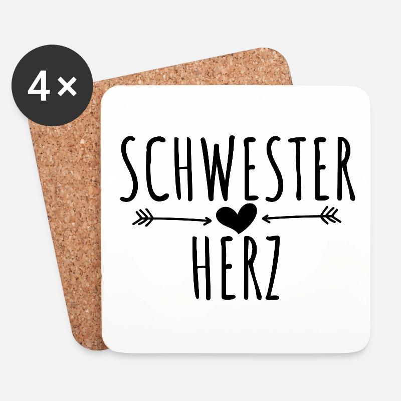 Schwesterherz Geschenk Schwestern - Untersetzer (4er-Set) - Weiß