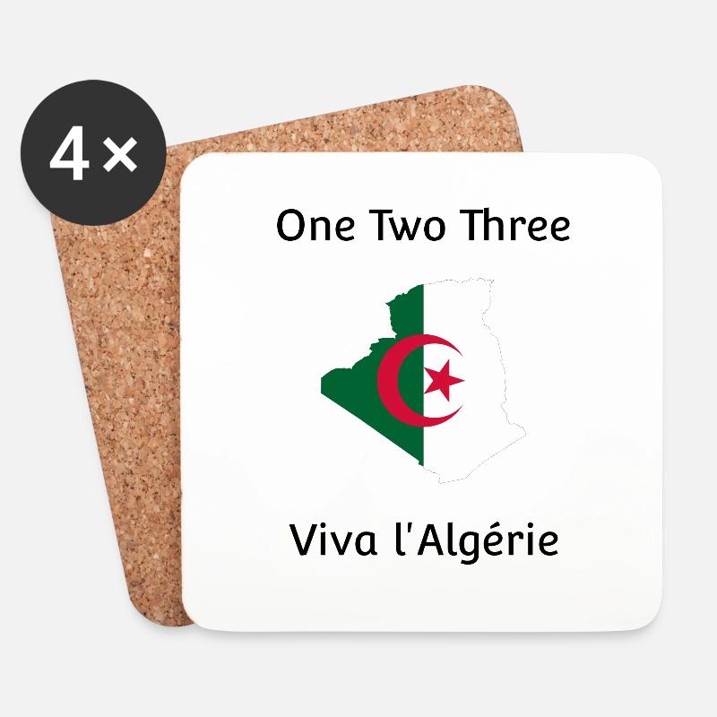 Eins Zwei Drei Viva Algerien - Untersetzer (4er-Set) - Weiß