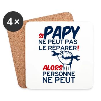 Si PAPY ne peut pas le réparer Alors personne peut - Dessous de verre (lot de 4) - blanc - Devant