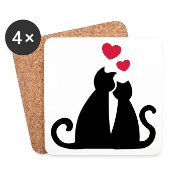 Cat love Cat love Cats in love gift idea - Coasters (set of 4) - white - Front