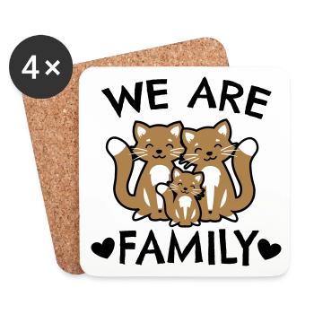 We are family - cat family - Coasters (set of 4) - white - Front