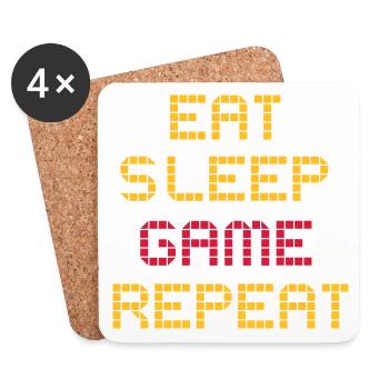 Eat Sleep Game Repeat - Cool disant Gamer Gamer - Dessous de verre (lot de 4) - blanc - Devant
