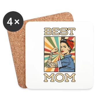 Best Mom Ever Beste Mama Retro Vintage Pin-Up Girl - Untersetzer (4er-Set) - Weiß - Vorne