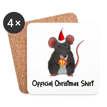 rat mouse - Official Christmas Shirt - Coasters (set of 4) - white - Front