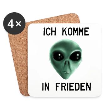 Alien - Ich komme in Frieden - Untersetzer (4er-Set) - Weiß - Vorne
