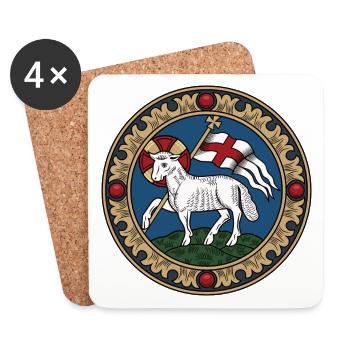 Agnus Dei Agneau de Dieu Jésus Agneau de Pâques - Dessous de verre (lot de 4) - blanc - Devant