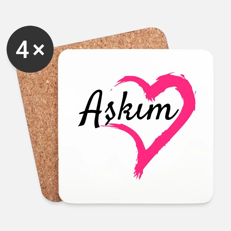 Askim Wort Türkisch Geschenkidee Liebe - Untersetzer (4er-Set) - Weiß