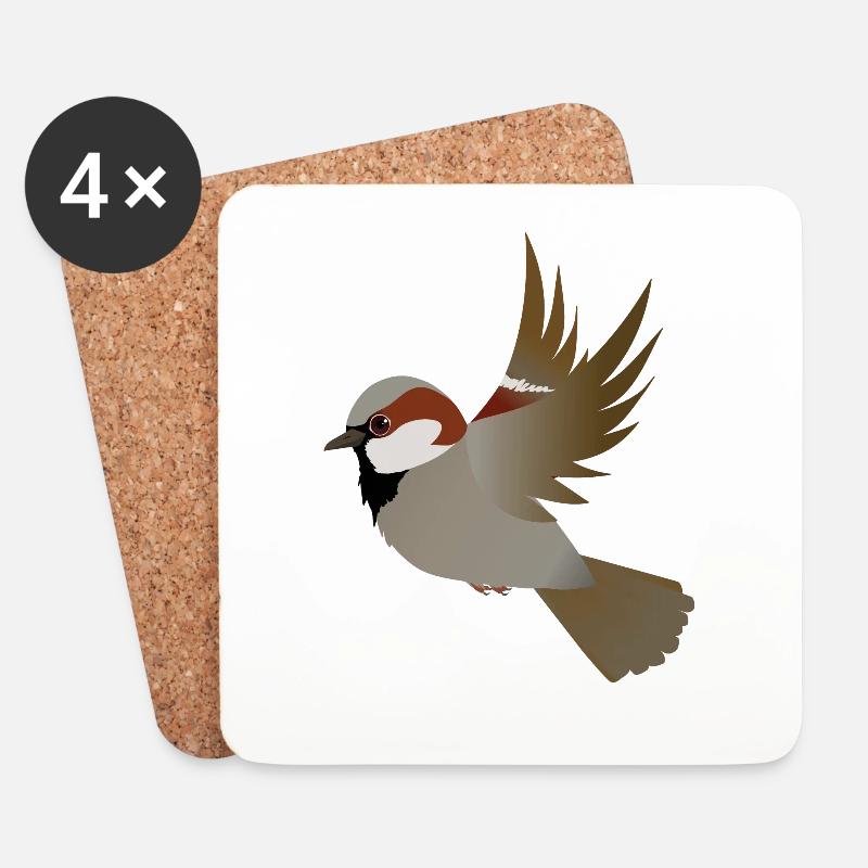Fliegender Haussperling - Untersetzer (4er-Set) - Weiß