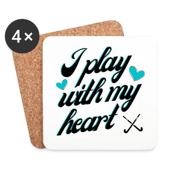 Hockey: I play with my heart. - Coasters (set of 4) - white - Front