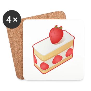 strawberry cake and whipped cream - Coasters (set of 4) - white - Front