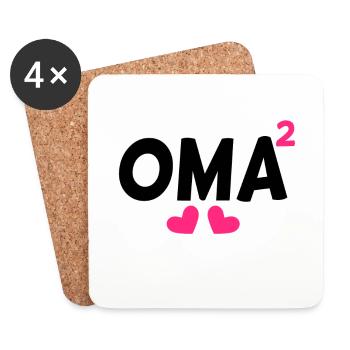 Oma hoch Zwei - Untersetzer (4er-Set) - Weiß - Vorne