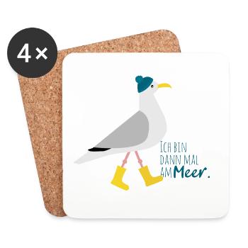 Ich bin dann mal am Meer | Möwe - Untersetzer (4er-Set) - Weiß - Vorne