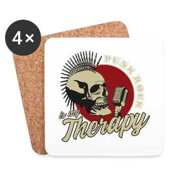 Punk Rock Is My Therapy Punk rock punk skull - Coasters (set of 4) - white - Front